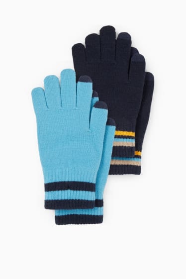 Kinderen: jongens - Set van 2 paar - touchscreen handschoenen - donkerblauw