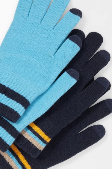 Enfants - Lot de 2 paires - gants pour écran tactile - bleu foncé