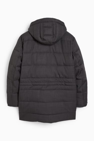 Heren - Parka met capuchon en rand van imitatiebont - winter - donkergrijs
