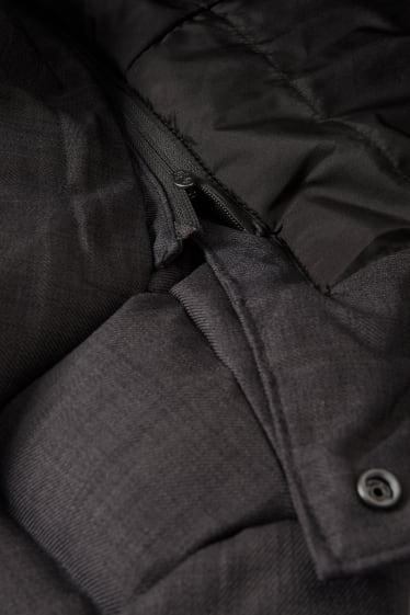 Heren - Parka met capuchon en rand van imitatiebont - winter - donkergrijs