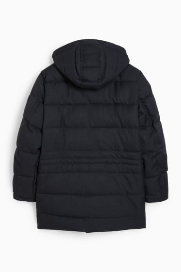 Uomo - Parka con cappuccio e riporto di ecopelliccia - inverno - blu scuro