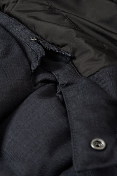 Uomo - Parka con cappuccio e riporto di ecopelliccia - inverno - blu scuro