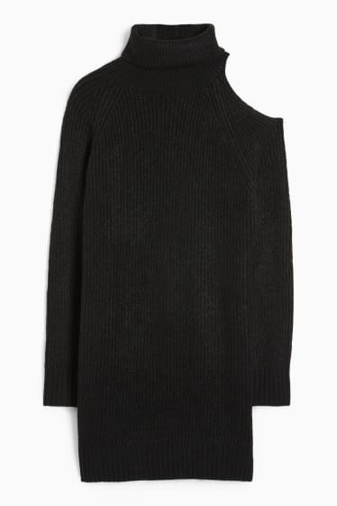 Teens & young adults - CLOCKHOUSE - knitted dress with cut-out - black
