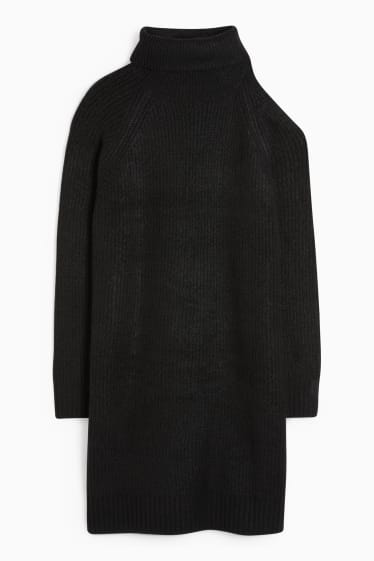 Dames - CLOCKHOUSE - gebreide jurk met cut-out - zwart