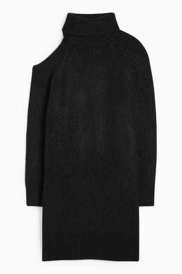 Dames - CLOCKHOUSE - gebreide jurk met cut-out - zwart