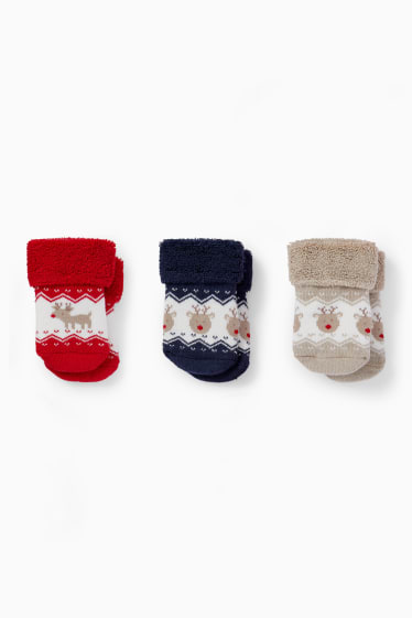 Unisex - Paquet de 3 - Rudolf - mitjons nadalencs per a nounat - blau fosc