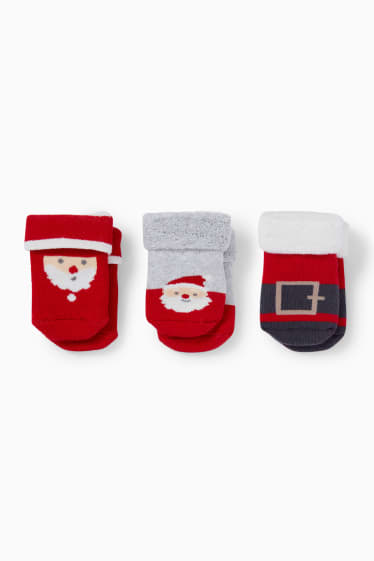 Nadó nen - Paquet de 3 - Pare Noel - mitjons nadalencs per a nounat - vermell fosc