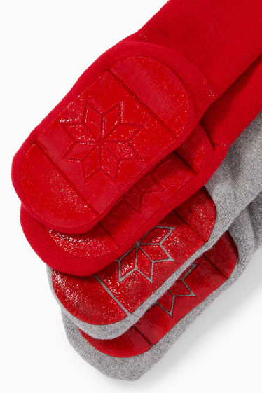 Bébés garçons - Lot de 2 paires - chaussettes de Noël antidérapantes pour bébé - rouge foncé