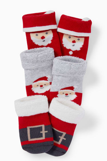 Nadó nen - Paquet de 3 - Pare Noel - mitjons nadalencs per a nounat - vermell fosc
