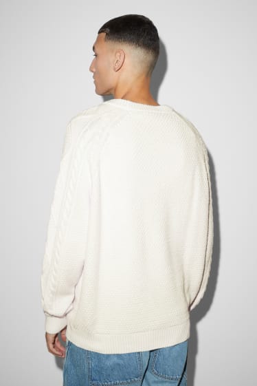 Men - Jumper - cable knit pattern - cremewhite