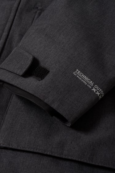 Uomo - Giacca soft shell con cappuccio - impermeabile - grigio scuro