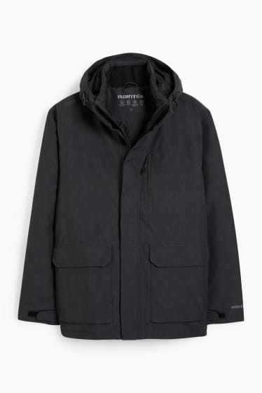 Uomo - Giacca soft shell con cappuccio - impermeabile - grigio scuro