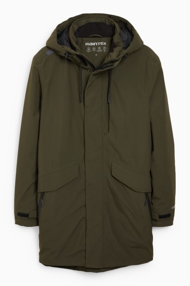 Hommes - Manteau de pluie à capuche - imperméable - vert foncé