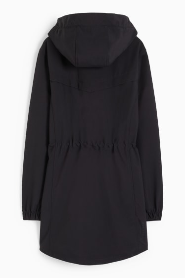 Women - Softshell coat with hood - 4-way stretch - black