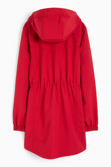 Femmes - Manteau à coquille souple à capuche - 4 Way Stretch - rouge foncé