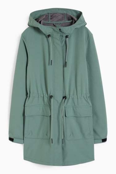 Femmes - Manteau à coquille souple à capuche - 4 Way Stretch - vert