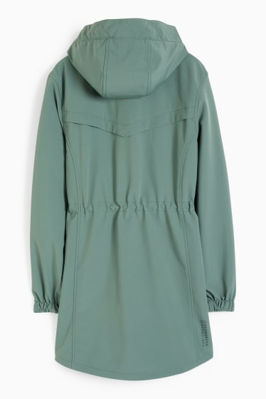 Femmes - Manteau à coquille souple à capuche - 4 Way Stretch - vert