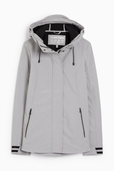 Femmes - Veste softshell à capuche - 4 Way Stretch - gris clair chiné