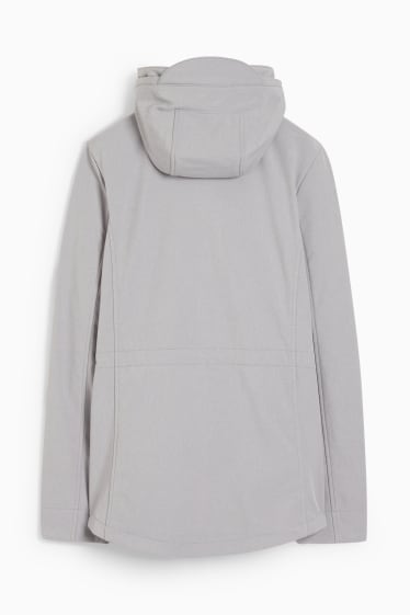 Femmes - Veste softshell à capuche - 4 Way Stretch - gris clair chiné