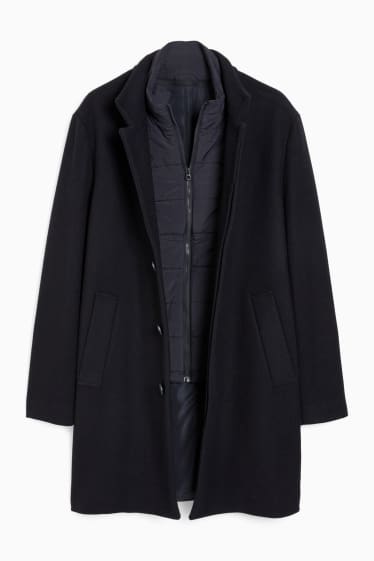 Hommes - Manteau - look 2 en 1 - laine mélangée - bleu foncé