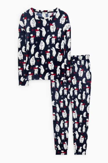 Femmes - Pyjama d’hiver - à motif - bleu foncé