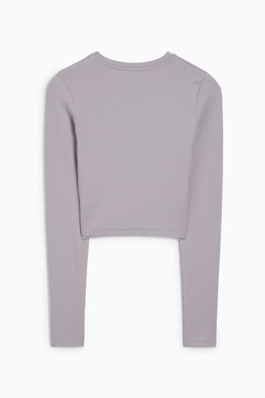 Joves - CLOCKHOUSE - samarreta crop de màniga llarga - violeta clar