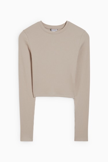 Dames - Korte longsleeve - beige