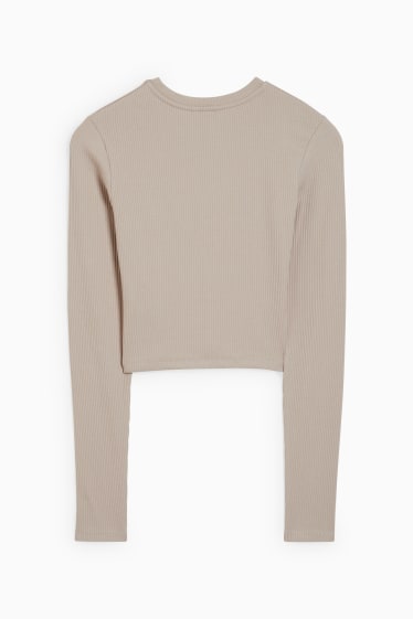 Dames - Korte longsleeve - beige