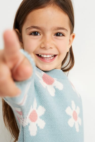 Kinderen: meisjes - Trui - gebloemd - mintgroen