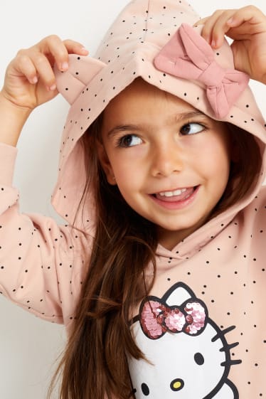 Dzieci dziewczynki - Hello Kitty - sukienka dresowa z kapturem - jasnoróżowy