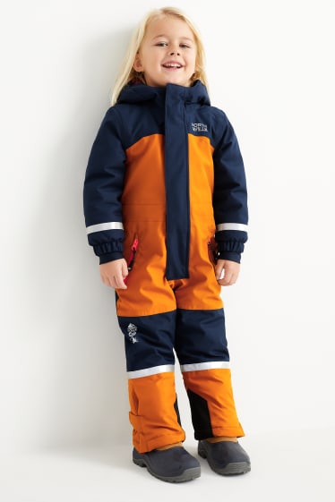 Kinderen: jongens - Skipak met capuchon - oranje / blauw