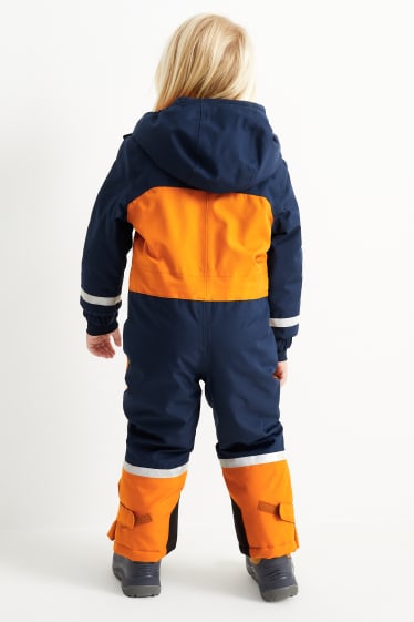 Kinderen: jongens - Skipak met capuchon - oranje / blauw