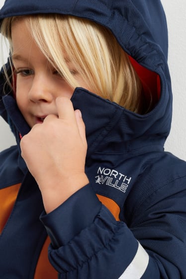 Kinderen: jongens - Skipak met capuchon - oranje / blauw