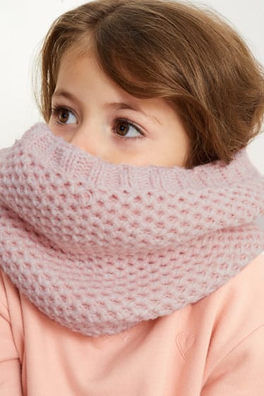 Enfants filles - Tour de cou en maille - rose