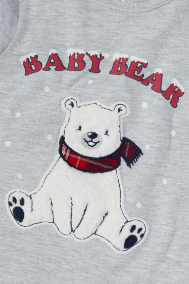 Unisexe - Ours polaire - pyjama de Noël pour bébé - 2 pièces - gris clair chiné