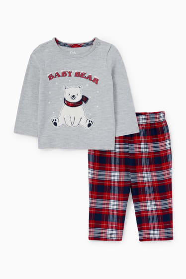 Unisexe - Ours polaire - pyjama de Noël pour bébé - 2 pièces - gris clair chiné
