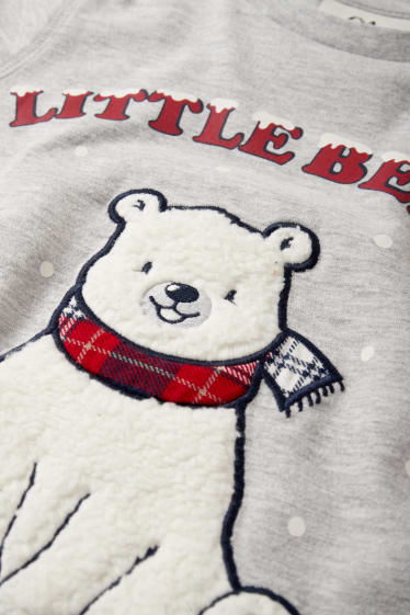 Unisex - Eisbär - Weihnachts-Pyjama - 2 teilig - hellgrau-melange