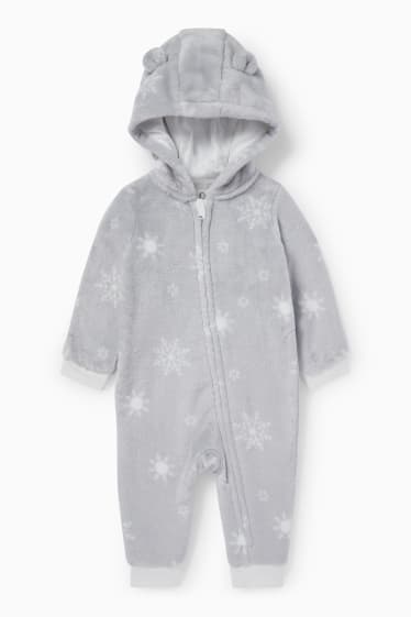 Unisexe - Flocons de neige - combinaison en polaire pour bébé - gris clair