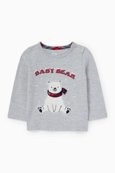 Unisexe - Ours polaire - pyjama de Noël pour bébé - 2 pièces - gris clair chiné