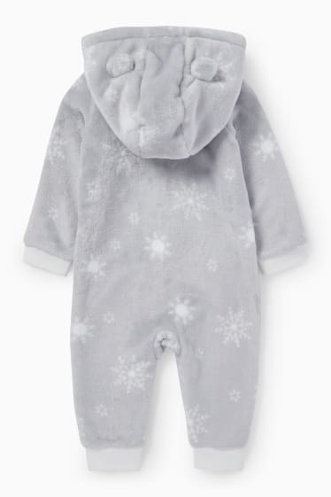 Unisexe - Flocons de neige - combinaison en polaire pour bébé - gris clair
