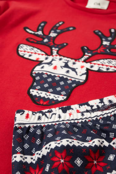 Kinderen: meisjes - Rendier - pyjama voor de kerst - 2-delig - donkerrood