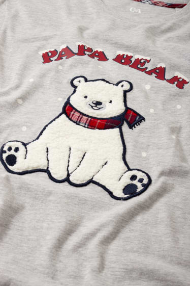 Hommes - Pyjama de Noël avec pantalon en flanelle - ours polaire - gris clair chiné