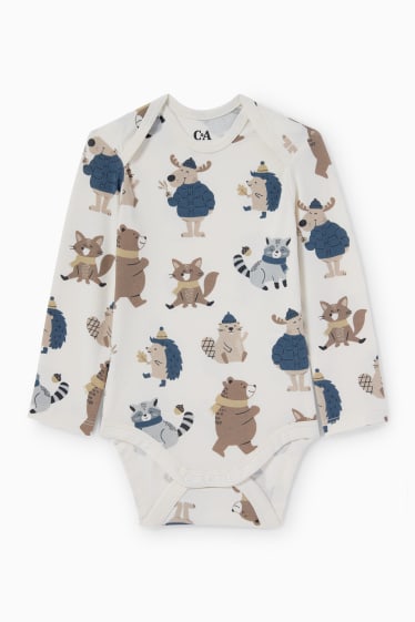 Babies - Woodland animals - baby bodysuit - light beige