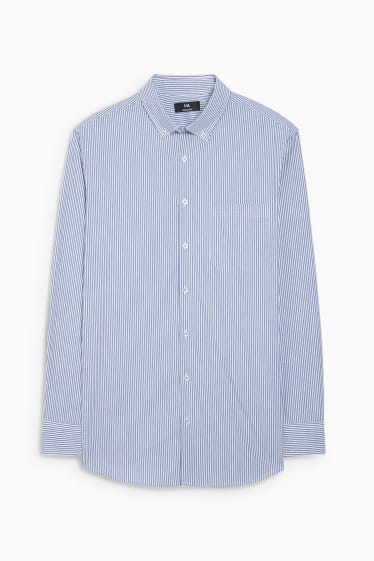 Herren - Feinstrick-Pullover und Hemd - Regular Fit - Button-down - blau