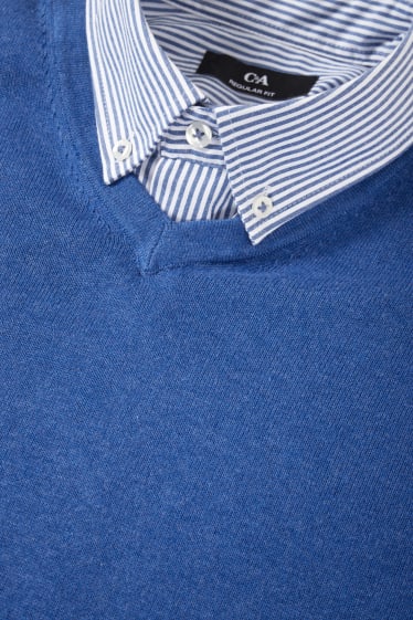 Home - Jersei de punt fi i camisa - regular fit - button-down - blau