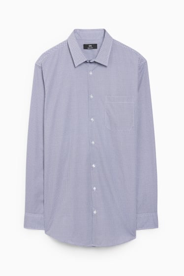 Hommes - Pull en maille fine et chemise - regular fit - col kent - violet