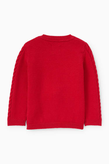 Bébés garçons - Rodolphe - pullover de Noël pour bébé - motif tressé - rouge