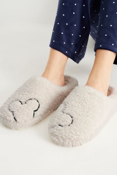 Femmes - Chaussons en peluche - Mickey Mouse - beige