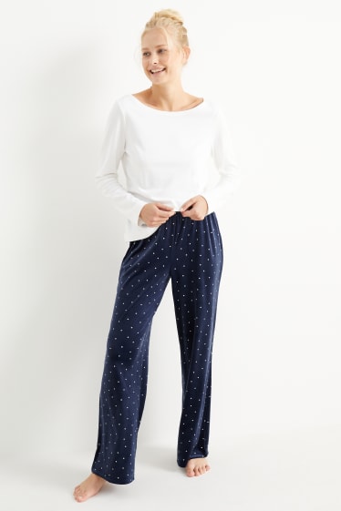 Donna - Pantaloni pigiama - a pois - blu scuro