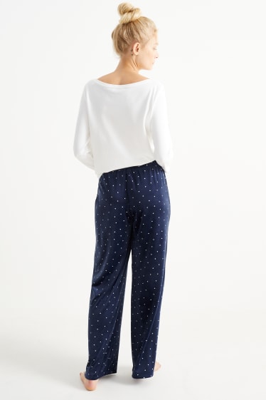 Donna - Pantaloni pigiama - a pois - blu scuro